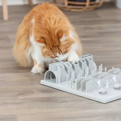 Product TRIXIE Fun Board XXL Strategy Game for Cats, Treat Puzzle Toy, Interactive Play, White