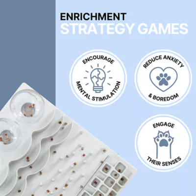 Product TRIXIE Fun Board XXL Strategy Game for Cats, Treat Puzzle Toy, Interactive Play, White