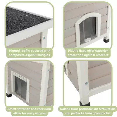 Product TRIXIE Classic Elevated Weatherproof Cat House, 2 Cover Openings, Indoor-Outdoor Cat Home