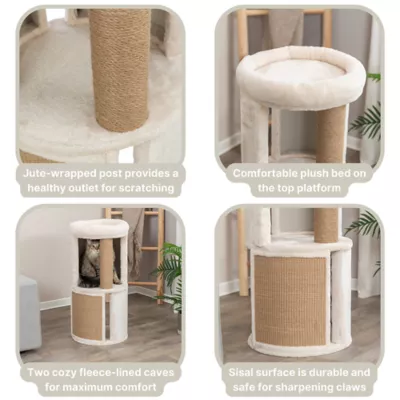 Product TRIXIE Giorgia Plush & Sisal 32" Cat Condo Tower, Scratching Posts  with Padded Bed, Beige