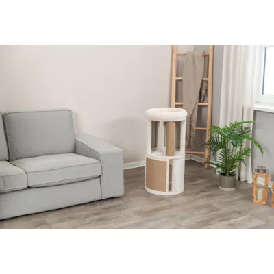 Product TRIXIE Giorgia Plush & Sisal 32" Cat Condo Tower, Scratching Posts  with Padded Bed, Beige