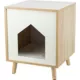Product TRIXIE Isa Indoor Wooden Cat Condo, Modern Cat Bed Side Table with Cozy Cushion, Brown/White