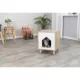 Product TRIXIE Isa Indoor Wooden Cat Condo, Modern Cat Bed Side Table with Cozy Cushion, Brown/White
