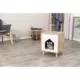 Product TRIXIE Isa Indoor Wooden Cat Condo, Modern Cat Bed Side Table with Cozy Cushion, Brown/White
