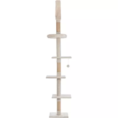 Product TRIXIE Kobe Sisal & Plush 90.5"-104" Ceiling Mount Cat Tree, 4-Level Cat Tower, Beige
