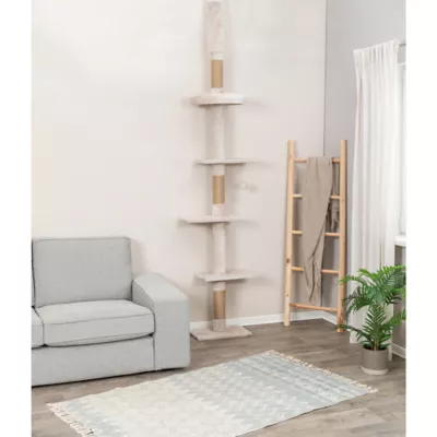 Product TRIXIE Kobe Sisal & Plush 90.5"-104" Ceiling Mount Cat Tree, 4-Level Cat Tower, Beige