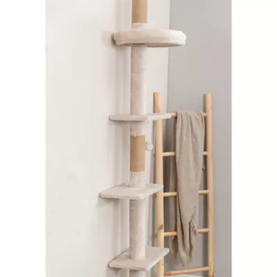 Product TRIXIE Kobe Sisal & Plush 90.5"-104" Ceiling Mount Cat Tree, 4-Level Cat Tower, Beige