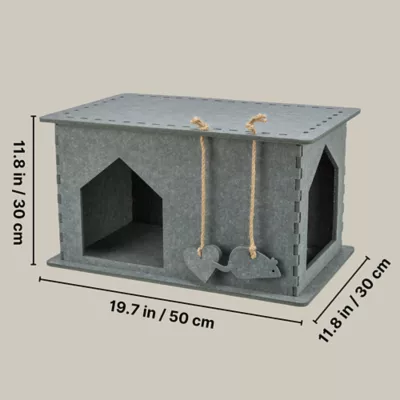 Product TRIXIE Lene Felt Indoor Cat Condo, Small Cat Hideaway - Cat Toy, Jute Scratching Pads, Gray