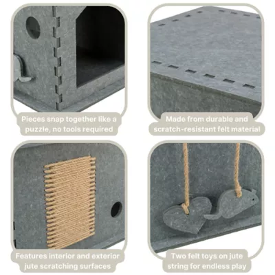 Product TRIXIE Lene Felt Indoor Cat Condo, Small Cat Hideaway - Cat Toy, Jute Scratching Pads, Gray