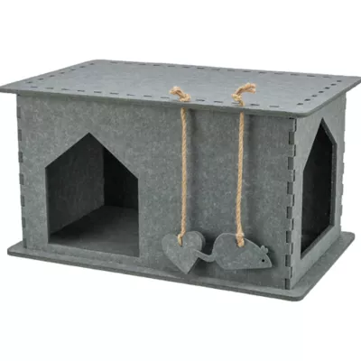 Product TRIXIE Lene Felt Indoor Cat Condo, Small Cat Hideaway - Cat Toy, Jute Scratching Pads, Gray