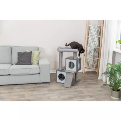 Product TRIXIE Mali Sisal & Wood 34" Cat Tree with Scratching Posts & Pads, Condos, Ramp, Bed, Gray