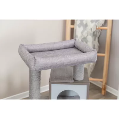 Product TRIXIE Mali Sisal & Wood 34" Cat Tree with Scratching Posts & Pads, Condos, Ramp, Bed, Gray