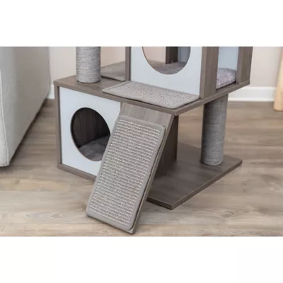 Product TRIXIE Mali Sisal & Wood 34" Cat Tree with Scratching Posts & Pads, Condos, Ramp, Bed, Gray