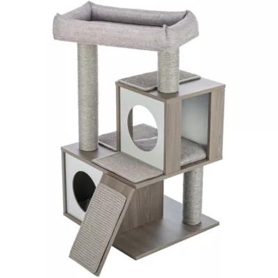Product TRIXIE Mali Sisal & Wood 34" Cat Tree with Scratching Posts & Pads, Condos, Ramp, Bed, Gray