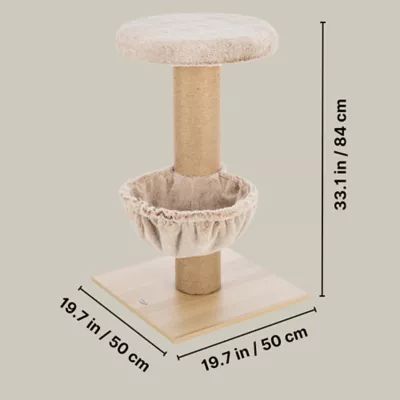 Product TRIXIE Mauricio Sisal & Plush 33" Cat Tree with Sisal Scratching Post, Perch & Hammock, Beige