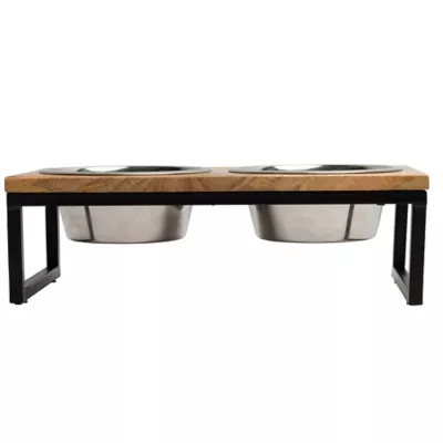 Product GF PET Mango Wood & Metal Double Feeder