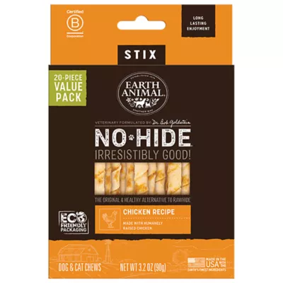 Product Earth Animals Rawhide Alternative Sticks Dog Treats 20 Count 3.2 OZ