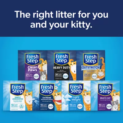 Product Fresh Step Heavy Duty Clumping Litter with Febreze Freshness, 30 Day Odor Control, Box, 22.5 LB