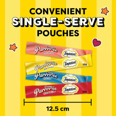 Product TEMPTATIONS Lickable Cat Treats Creamy Puree - Variety Pack, 48 ct