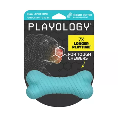 Product Playology Dual Layer Bone Peanut Butter Scent Chew Dog Toy