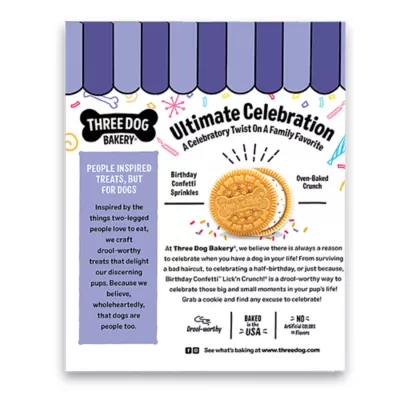 Product Three Dog Bakery Birthday Confetti Lick'n Crunch Sandwich Cookies 13 OZ