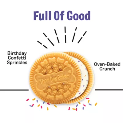 Product Three Dog Bakery Birthday Confetti Lick'n Crunch Sandwich Cookies 13 OZ