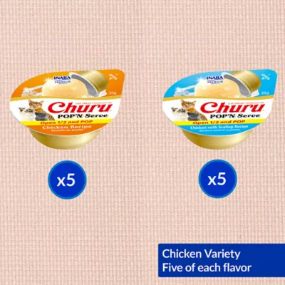 Product Inaba Churu Cat Treat POP'N Serve - Chicken Flavour, 350 g, 10 Pack