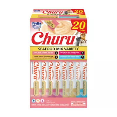 Product Inaba Churu Lickable Cat Treat Creamy Puree - Seafood Variety Pack, 20ct