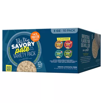 Product Tiki Dog Savory Paté Wet Dog Food - Variety Pack 10 Count