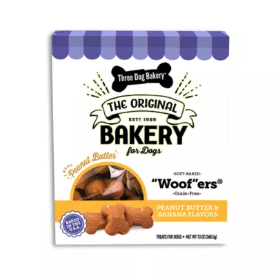 Product Three Dog Bakery Grain-Free Woofers Peanut Butter Banana 13 OZ