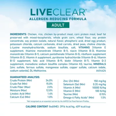Product Purina ONE LiveClear Allergen Reducing Adult Dry Cat Food - Chicken