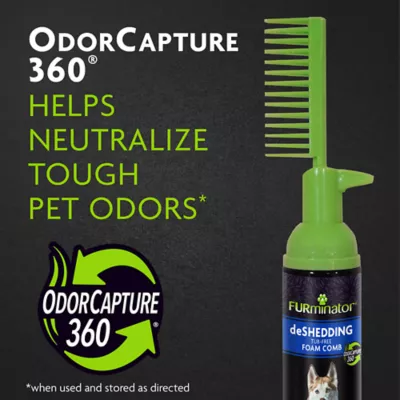 Product FURminator® Tub-Free Deshedding Foam Comb for Dogs, Freshens Coat without Rinsing, 3 oz