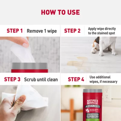 Product Nature's Miracle Advanced  Dog and Cat Stain and Odor Remover Wipes for Hard Surfaces, 30 Count