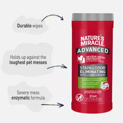 Product Nature's Miracle Advanced  Dog and Cat Stain and Odor Remover Wipes for Hard Surfaces, 30 Count