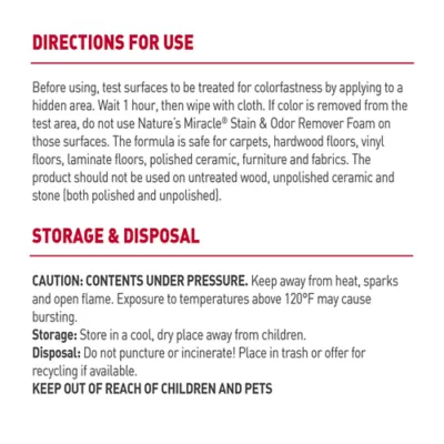 Product Nature's Miracle Cat Stain & Odor Remover Foam, 17.5 oz