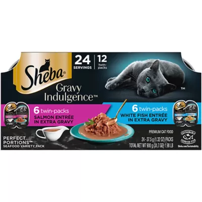 Product SHEBA Perfect Portions Gravy Indulgence - Salmon, White Fish, 31.7 OZ
