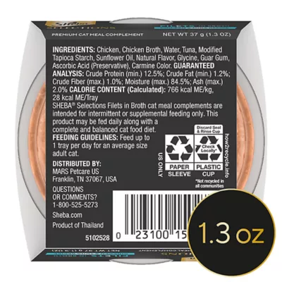 Product SHEBA Selections Filets In Broth - Premium Cat Meal Complement, 1.3 OZ