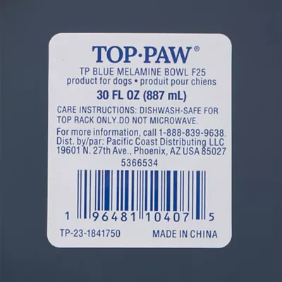 Product Top Paw® Blue Melamine Dog Bowl, 30 oz