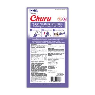 Product Inaba Churu Lickable Cat Treat Creamy Puree - Chicken with Shrimp Flavour, 4ct
