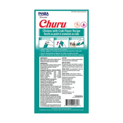 Product Inaba Churu Lickable Cat Treat Creamy Puree - Chicken with Crab Flavour, 4ct