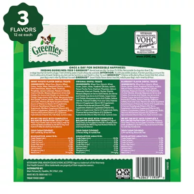 Product Greenies Triple Flavor Dental Treat Variety Pack 36 OZ