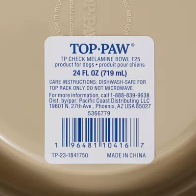 Product Top Paw® Checkered Melamine Dog Bowl, 24 oz