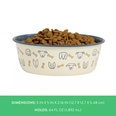 Product Top Paw® Novelty Dog Faces Stainless Steel Dog Bowl