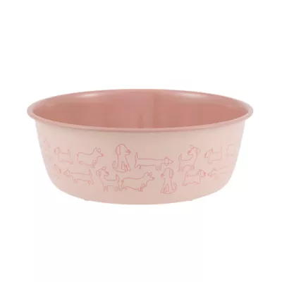 Product Top Paw® Novelty Pink Dogs Stainless Steel Dog Bowl