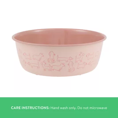 Product Top Paw® Novelty Pink Dogs Stainless Steel Dog Bowl