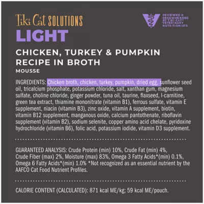 Product Tiki Cat® Solutions™ Mousse Wet Cat Food - Light, 2.4 Oz