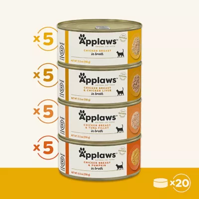 Product Applaws Cat - Broth, Chicken, Variety Pack, 20 CT, 110 OZ
