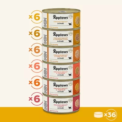Product Applaws Cat - Broth, Chicken, Variety Pack, 36 CT, 88.92 OZ