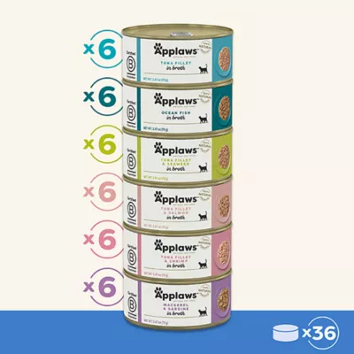 Product Applaws Cat - Broth, Fish, Variety Pack, 36 CT, 88.92 OZ