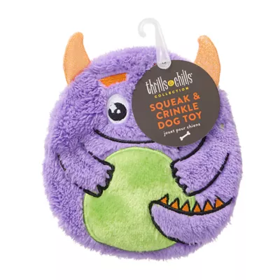 Product Thrills & Chills® Flattie Purple Monster Dog Toy with Squeaker & Crinkly Sounds